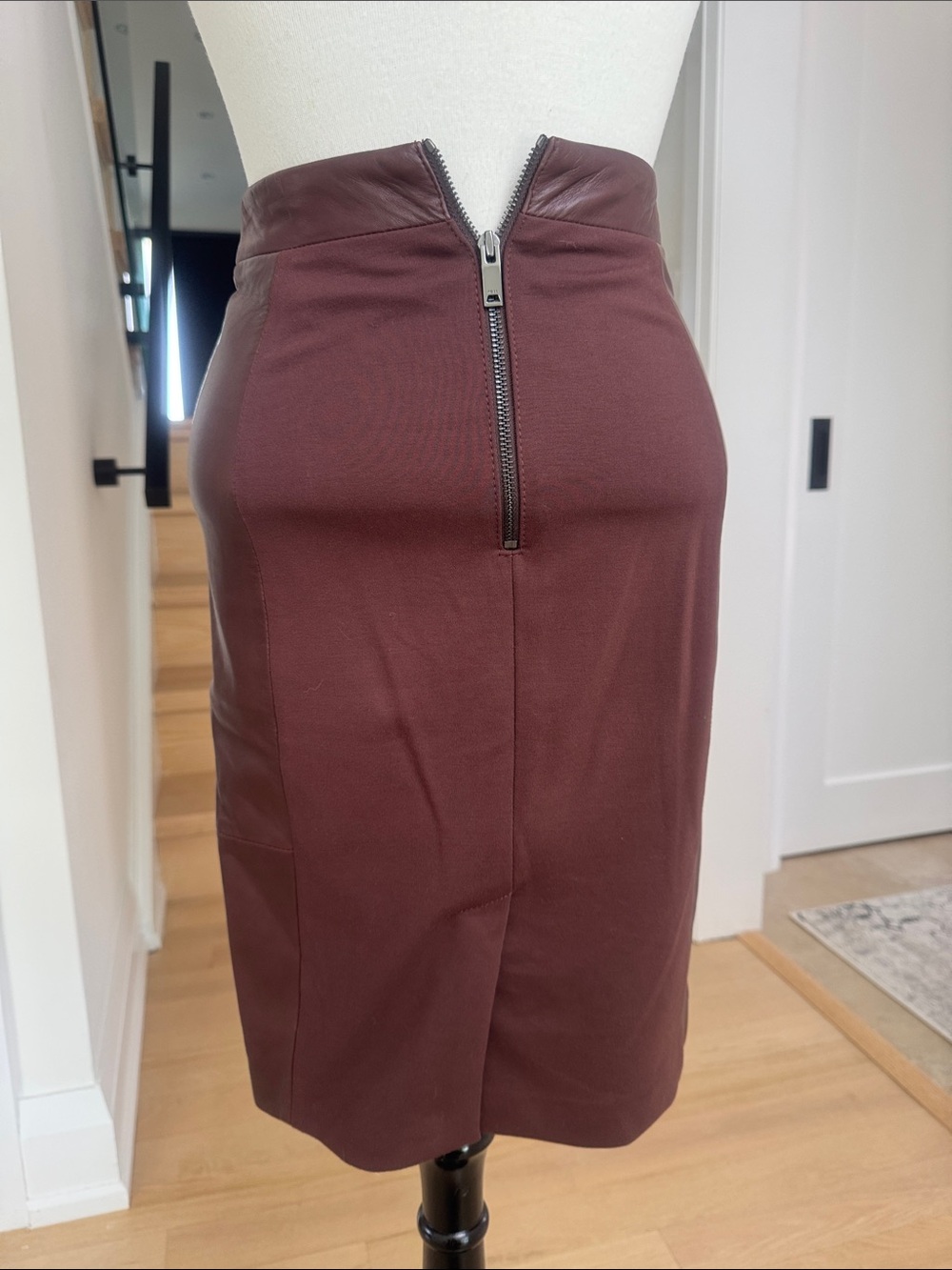Reiss Reagan Brown Lamb Leather Pencil Skirt US 0 - Picture 8 of 11